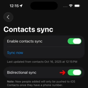 contact sync screen capture