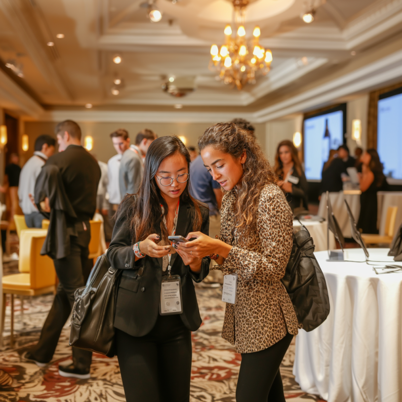 two people meeting at a conference