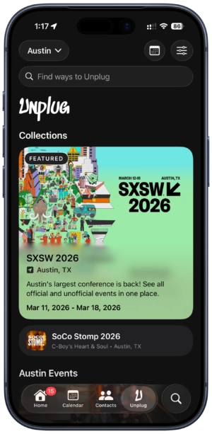 screen capture of dextr unplug's sxsw collection