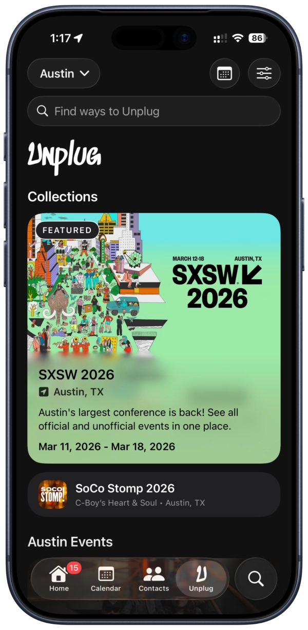 screenshot showing sxsw featured