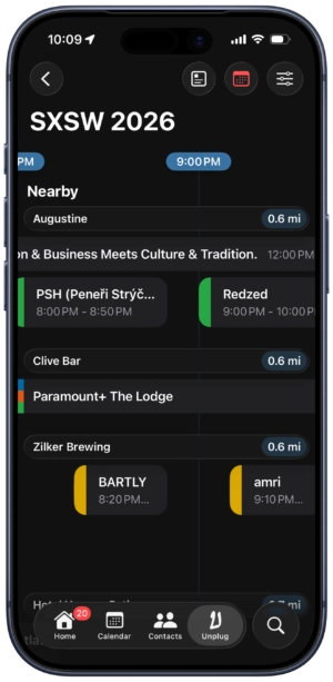 screen capture showing the timeline view of nearby events
