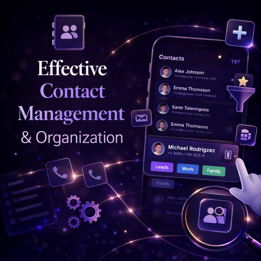graphic depicting effective methods to managing and organizing contacts